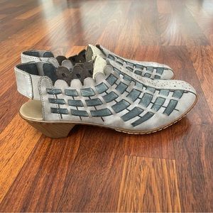 Rieker Sina Leather Slingback Woven Clog Sandals Pumps 40/9 Womens Comfort